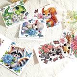 6 pcs Diamond Art Painted Greeting Card, Flower Meadow 5D DIY Special Shape Diamond Card Creative Gift, Christmas Thanksgiving Greeting Card Congratulation