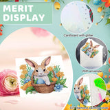 6pcs Diamond Painting Kit Greeting Card, Rabbit 5D DIY Diamond Handmade Holiday Greeting Card with Envelope, Christmas Gift Congratulations