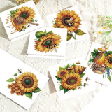 6pcs Diamond Painting Kit Greeting Card, Sunflower 5D DIY Diamond Handmade Holiday Greeting Card with Envelope, Christmas Gift Congratulation