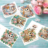 6pcs Diamond Painting Kit Greeting Card, Owl 5D DIY Diamond Handmade Holiday Greeting Card with Envelope, Christmas Gift Congratulation