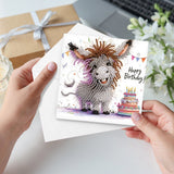 6pcs Diamond Painting Kit Greeting Card, Elephant Monkey Goat 5D DIY Diamond Handmade Holiday Greeting Card with Envelope, Christmas Gift Congratulation
