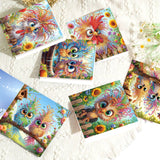 8 pcs Diamond Art Painted Greeting Card, Birdie 5D DIY Special Shape Diamond Card Creative Gifts, Christmas Thanksgiving Greeting Card Congratulation