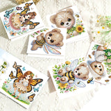 8 pcs Diamond Art Painted Greeting Card, Bee Bear Butterfly 5D DIY Special Shape Diamond Card Creative Gift, Christmas Thanksgiving Greeting Card Congratulation
