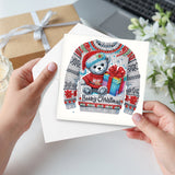 6pcs Diamond Art Painting Kit Greeting Card, Christmas Clothes 5D DIY Special Shape Diamond Greeting Card Creative Gifts, Christmas Thanksgiving Greeting Card Congratulation