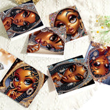 6pcs Diamond Art Painting Kit Greeting Card, Big Eyes Red Lips Ladies 5D DIY Special Shape Diamond Greeting Card Creative Gifts, Christmas Thanksgiving Greeting Card Congratulation