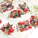 6pcs Diamond Art Painting Kit Greeting Cards, Love German Shepherd 5D DIY Special Shape Diamond Greeting Cards Creative Gifts, Christmas Thanksgiving Greeting Cards Congratulation