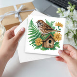 6pcs Diamond Art Painting Kit Greeting Card, Birdie Bird's Nest 5D DIY Special Shape Diamond Greeting Card Creative Gifts, Christmas Thanksgiving Greeting Card Congratulation