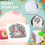 6pcs Diamond Art Painting Kit Greeting Card, Gnome 5D DIY Diamond Handmade Holiday Greeting Card with Envelope, Christmas Gift Congratulation