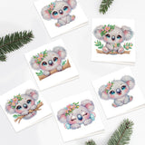 6pcs Diamond Painting Kit Greeting Card, Animal 5D DIY Diamond Handmade Holiday Greeting Card with Envelope, Christmas Gift Congratulation