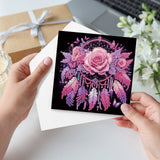 6pcs Diamond Art Painting Kit Greeting Card, Wolf Sunflower Roses Dreamcatcher 5D DIY Special Shape Diamond Greeting Card Creative Gifts, Christmas Thanksgiving Greeting Card Congratulation
