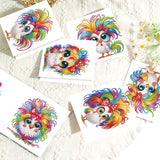 6pcs Diamond Art Painting Kit Greeting Card, Rainbow Colour Big Eye Chick 5D DIY Special Shape Diamond Greeting Card Creative Gift, Christmas Thanksgiving Greeting Card Congratulation