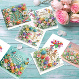 6pcs Diamond Painting Kit Greeting Card, Tulip Butterfly 5D DIY Diamond Handmade Holiday Greeting Card with Envelope, Christmas Gift Congratulation