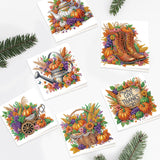 6pcs Diamond Painting Kit Greeting Card, Pumpkin 5D DIY Diamond Handmade Holiday Greeting Card with Envelope, Christmas Gift Congratulation