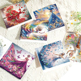 6 pcs Diamond Art Painting Greeting Card, Elegant Temperament Ladies 5D DIY Special Shape Diamond Card Creative Gift, Christmas Thanksgiving Greeting Card Congratulation
