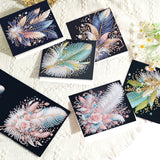 6pcs Diamond Art Painting Set Greeting Card, Colourful Feather 5D DIY Special Shape Diamond Greeting Card Creative Gifts, Christmas Thanksgiving Greeting Card Congratulation
