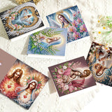 6 pcs Diamond Art Painted Greeting Card, Flower Love 5D DIY Special Shape Diamond Card Creative Gift, Christmas Thanksgiving Greeting Card Congratulation