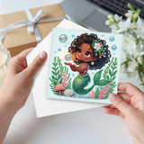 6pcs Diamond Art Painting Kit Greeting Card, Underwater Mermaid 5D DIY Special Shape Diamond Greeting Card Creative Gifts, Christmas Thanksgiving Greeting Card Congratulations