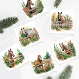 6pcs Diamond Painting Kit Greeting Card, Horse 5D DIY Diamond Handmade Holiday Greeting Card with Envelope, Christmas Gift Congratulation