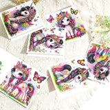 6 pcs Diamond Art Painted Greeting Card, Prairie Horse 5D DIY Special Shape Diamond Card Creative Gift, Christmas Thanksgiving Greeting Card Congratulation