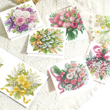 6pcs Diamond Art Painting Kit Greeting Card, Tulip Rose Small Hundred Flower Bouquet 5D DIY Special Shape Diamond Greeting Card Creative Gifts, Christmas Thanksgiving Day Greeting Card Congratulation