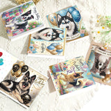 6pcs Diamond Art Painting Kit Greeting Card, Puppy Balloon 5D DIY Special Shape Diamond Greeting Card Creative Gifts, Christmas Thanksgiving Greeting Card Congratulation