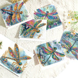 6pcs Diamond Art Painting Kit Greeting Card, Dragonfly 5D DIY Special Shape Diamond Greeting Card Creative Gifts, Christmas Thanksgiving Greeting Card Congratulation