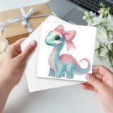 6pcs Diamond Painting Kit Greeting Card, Dinosaur 5D DIY Diamond Handmade Holiday Greeting Card with Envelope, Christmas Gift Congratulation