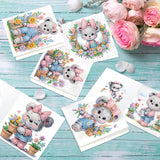 6pcs Diamond Painting Kit Greeting Card, Bow Bear 5D DIY Diamond Handmade Holiday Greeting Card with Envelope, Christmas Gift Congratulation