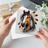 6pcs Diamond Art Painting Kit Greeting Card, Featured Horse 5D DIY Special Shape Diamond Greeting Card Creative Gifts, Christmas Thanksgiving Greeting Card Congratulation