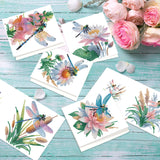 6pcs Diamond Painting Kit Greeting Card, Dragonfly Lotus 5D DIY Diamond Handmade Holiday Greeting Card with Envelope, Christmas Gift Congratulation