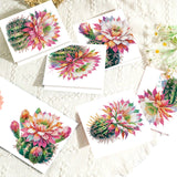 6pcs Diamond Art Painting Set Greeting Card, Cactus Flower 5D DIY Special Shape Diamond Greeting Card Creative Gifts, Christmas Thanksgiving Day Greeting Card Congratulation