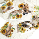 6pcs Diamond Painting Kit Greeting Card, Cat Sunflower 5D DIY Diamond Handmade Holiday Greeting Card with Envelope, Christmas Gift Congratulation