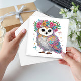 6pcs Diamond Art Painting Kit Greeting Card, Wreath Owl 5D DIY Special Shape Diamond Greeting Card Creative Gifts, Christmas Thanksgiving Greeting Card Congratulation