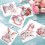 6pcs Diamond Painting Kit Greeting Card, Love Bunny 5D DIY Diamond Handmade Holiday Greeting Card with Envelope, Christmas Gift Congratulation