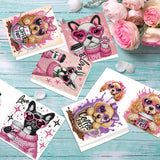 6pcs Diamond Painting Kit Greeting Card, Puppy 5D DIY Diamond Handmade Holiday Greeting Card with Envelope, Christmas Gift Congratulation