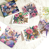 6 pcs Diamond Art Painted Greeting Card, Butterfly Flower Bush Owl 5D DIY Special Shape Diamond Card Creative Gift, Christmas Thanksgiving Greeting Card Congratulation