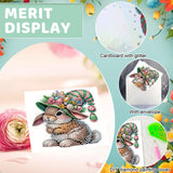 6pcs Diamond Painting Kit Greeting Card, Flower Bunny 5D DIY Diamond Handmade Holiday Greeting Card with Envelope, Christmas Gift Congratulation