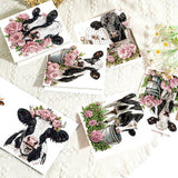 6pcs Diamond Painting Kit Greeting Card, Cow 5D DIY Diamond Handmade Holiday Greeting Card with Envelope, Christmas Gift Congratulation
