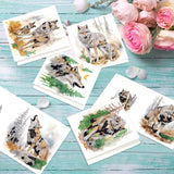 6pcs Diamond Painting Kit Greeting Card, Wolfdog 5D DIY Diamond Handmade Holiday Greeting Card with Envelope, Christmas Gift Congratulation