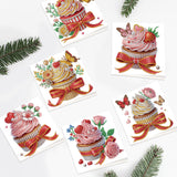 6pcs Diamond Painting Kit Greeting Cards, Cupcakes 5D DIY Diamond Handmade Holiday Greeting Cards with Envelopes, Christmas Gifts Congratulations!