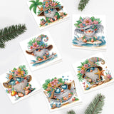 6pcs Diamond Painting Kit Greeting Card, Gnome 5D DIY Diamond Handmade Holiday Greeting Card with Envelope, Christmas Gift Congratulation