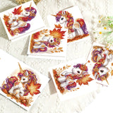 6pcs Diamond Art Painting Set Greeting Card, Maple Leaf Pony 5D DIY Special Shape Diamond Greeting Card Creative Gifts, Christmas Thanksgiving Greeting Card Congratulation