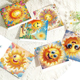 6pcs Diamond Art Painting Set Greeting Card, Happy Sun 5D DIY Special Shape Diamond Greeting Card Creative Gifts, Christmas Thanksgiving Greeting Card Congratulation