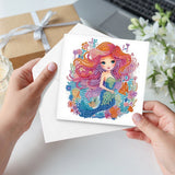 6pcs Diamond Painting Kit Greeting Card, Mermaid 5D DIY Diamond Handmade Holiday Greeting Card with Envelope, Christmas Gift Congratulation