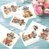 6pcs Diamond Painting Kit Greeting Card, Cat 5D DIY Diamond Handmade Holiday Greeting Card with Envelope, Christmas Gift Congratulation