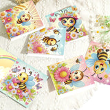 6pcs Diamond Art Painting Kit Greeting Card, Bee in the Sea of Flowers 5D DIY Special Shape Diamond Greeting Card Creative Gifts, Christmas Thanksgiving Greeting Card Congratulation