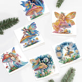 6pcs Diamond Painting Kit Greeting Card, Mushroom Genie 5D DIY Diamond Handmade Holiday Greeting Card with Envelope, Christmas Gift Congratulation
