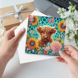 6pcs Diamond Art Painting Kit Greeting Card, Calf in Flower 5D DIY Special Shape Diamond Greeting Card Creative Gifts, Christmas Thanksgiving Greeting Card Congratulation
