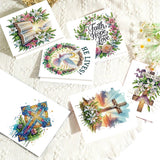 6pcs Diamond Painting Kit Greeting Card, Cross Flower 5D DIY Diamond Handmade Holiday Greeting Card with Envelope, Christmas Gift Congratulations