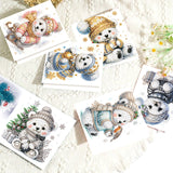 6 pcs Diamond Art Painted Greeting Card, Chocolate Cake 5D DIY Special Shape Diamond Card Creative Gifts, Christmas Thanksgiving Greeting Card Congratulation